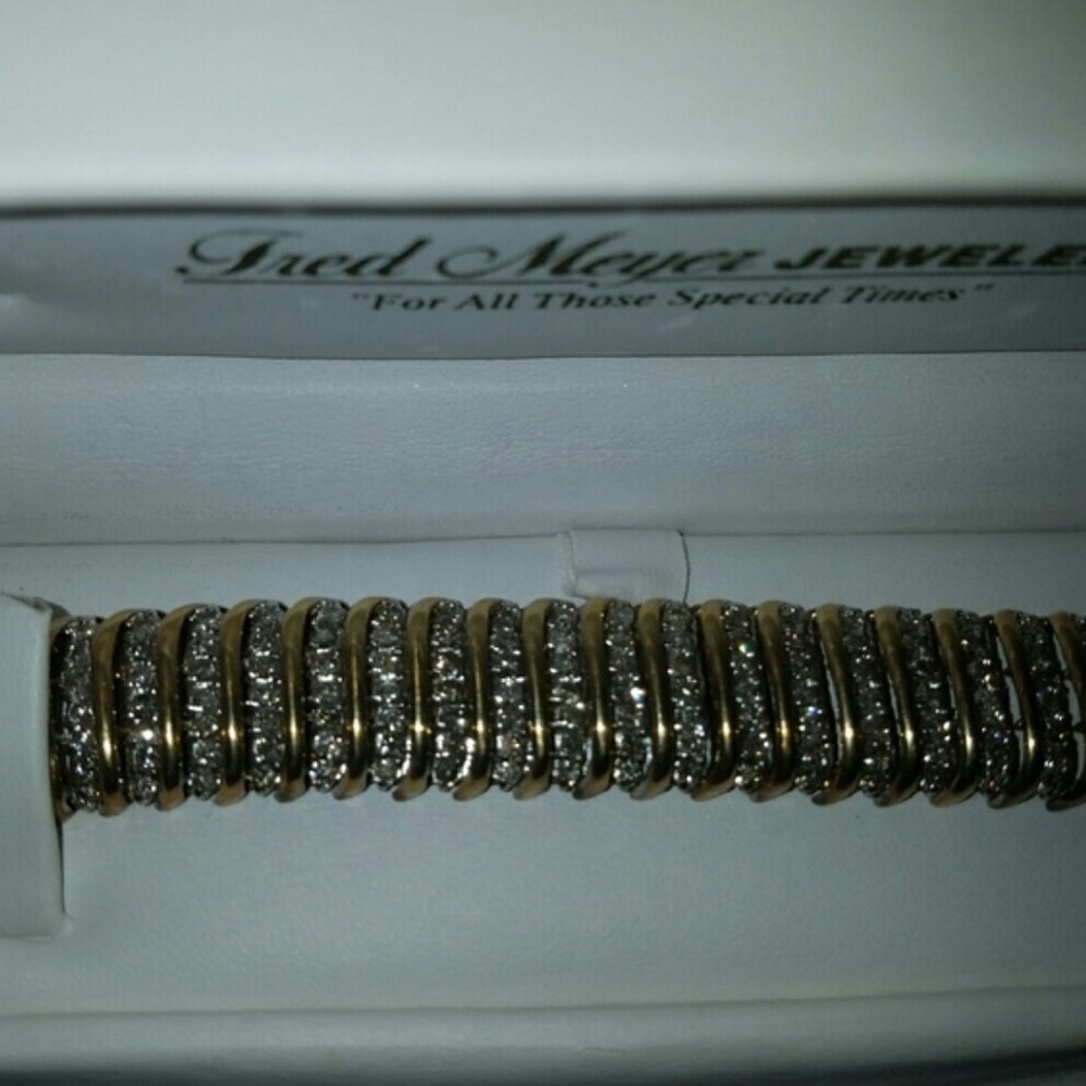 Gold and Silver Stretch Bracelet with Textured Design